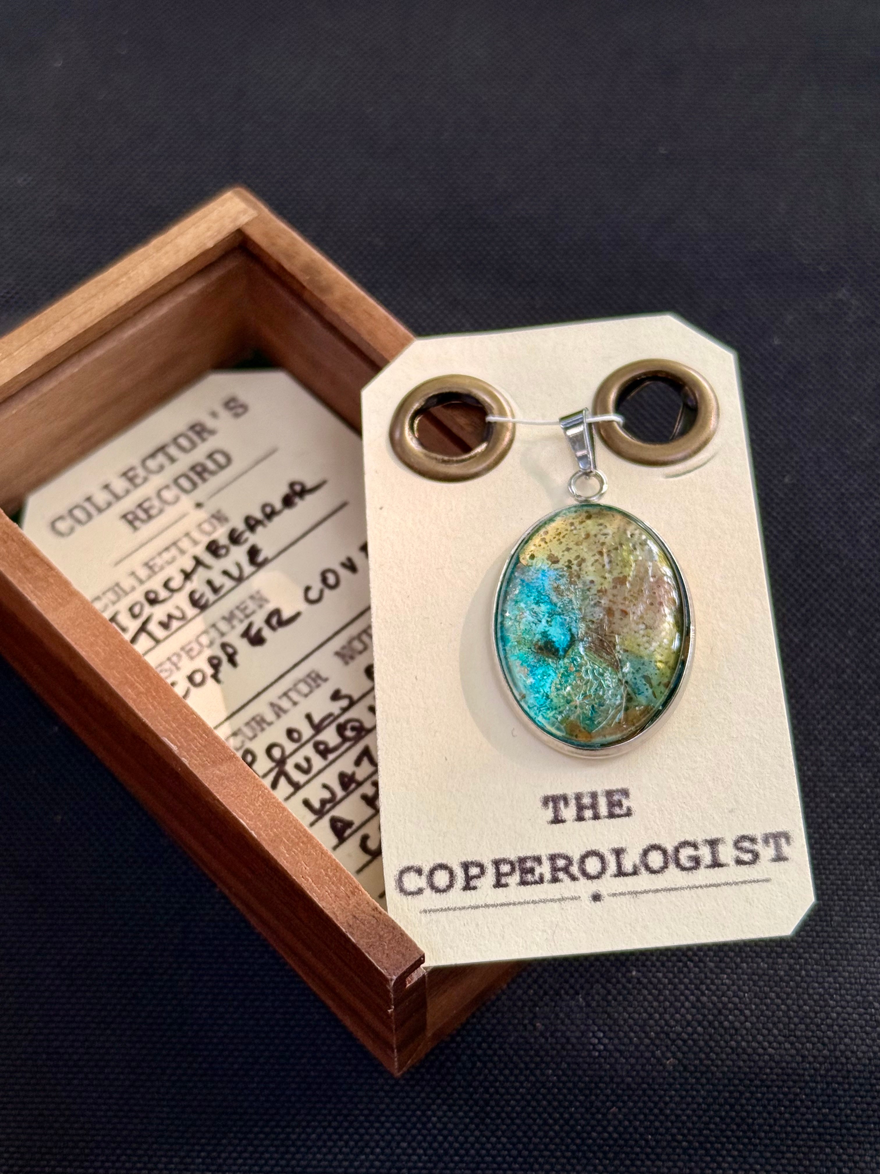 Copper Cove - a one-of-a-kind copper pendant, presented in its wooden collector’s box with The Copperologist’s Collector’s Record card